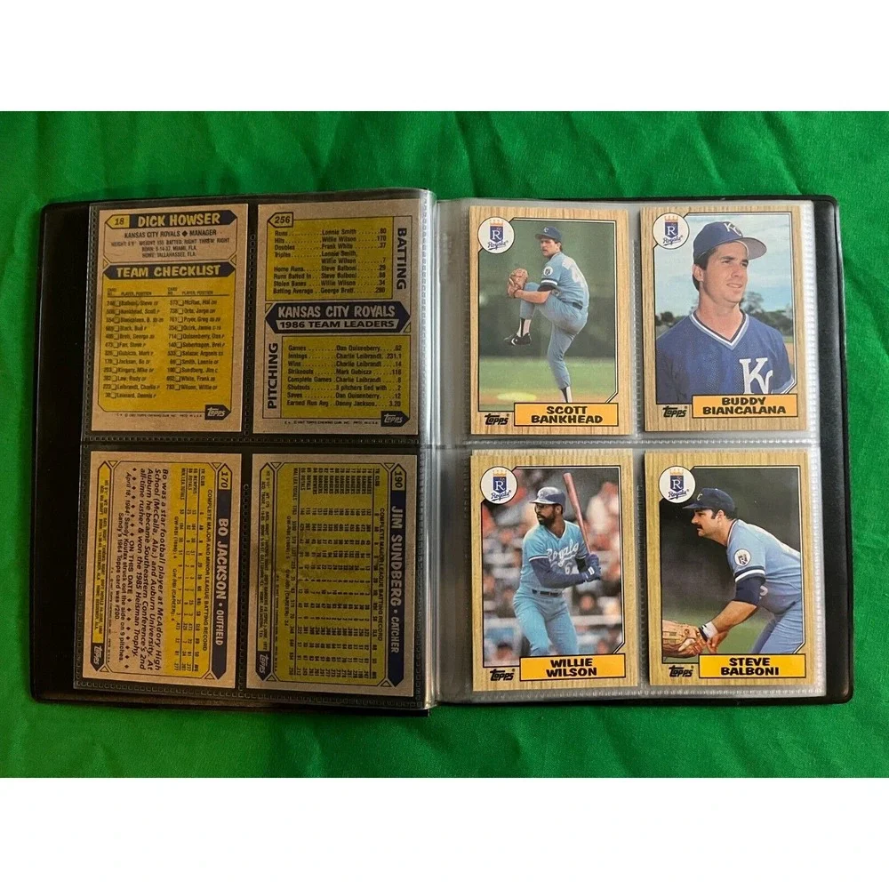 Kansas City Royals 1987 Topps Team Set with 40 card collector‎ album. Bo Jackson